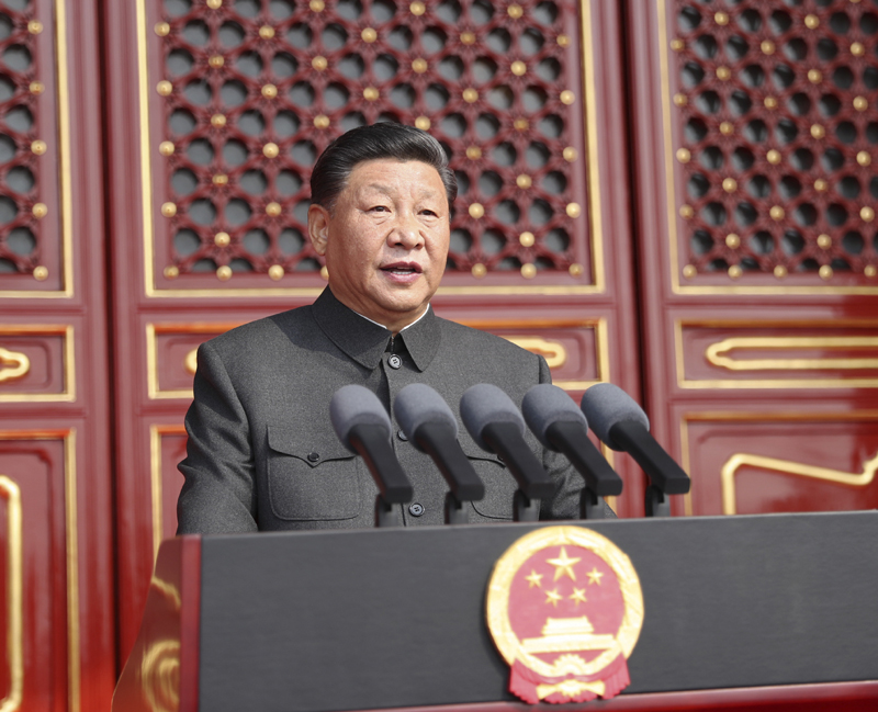 10月1日上午，慶祝中華人民共和國成立70周年大會在北京天安門廣場隆重舉行。中共中央總書記、國家主席、中央軍委主席習(xí)近平發(fā)表重要講話。